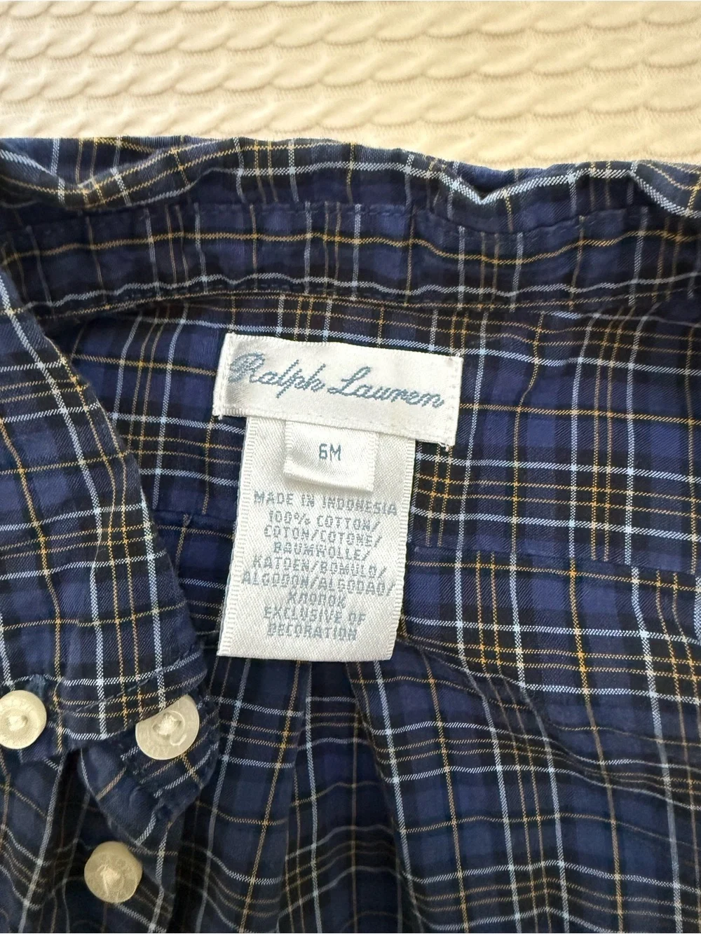 Ralph Lauren Boys Navy & Yellow Plaid Button-Down Shirt